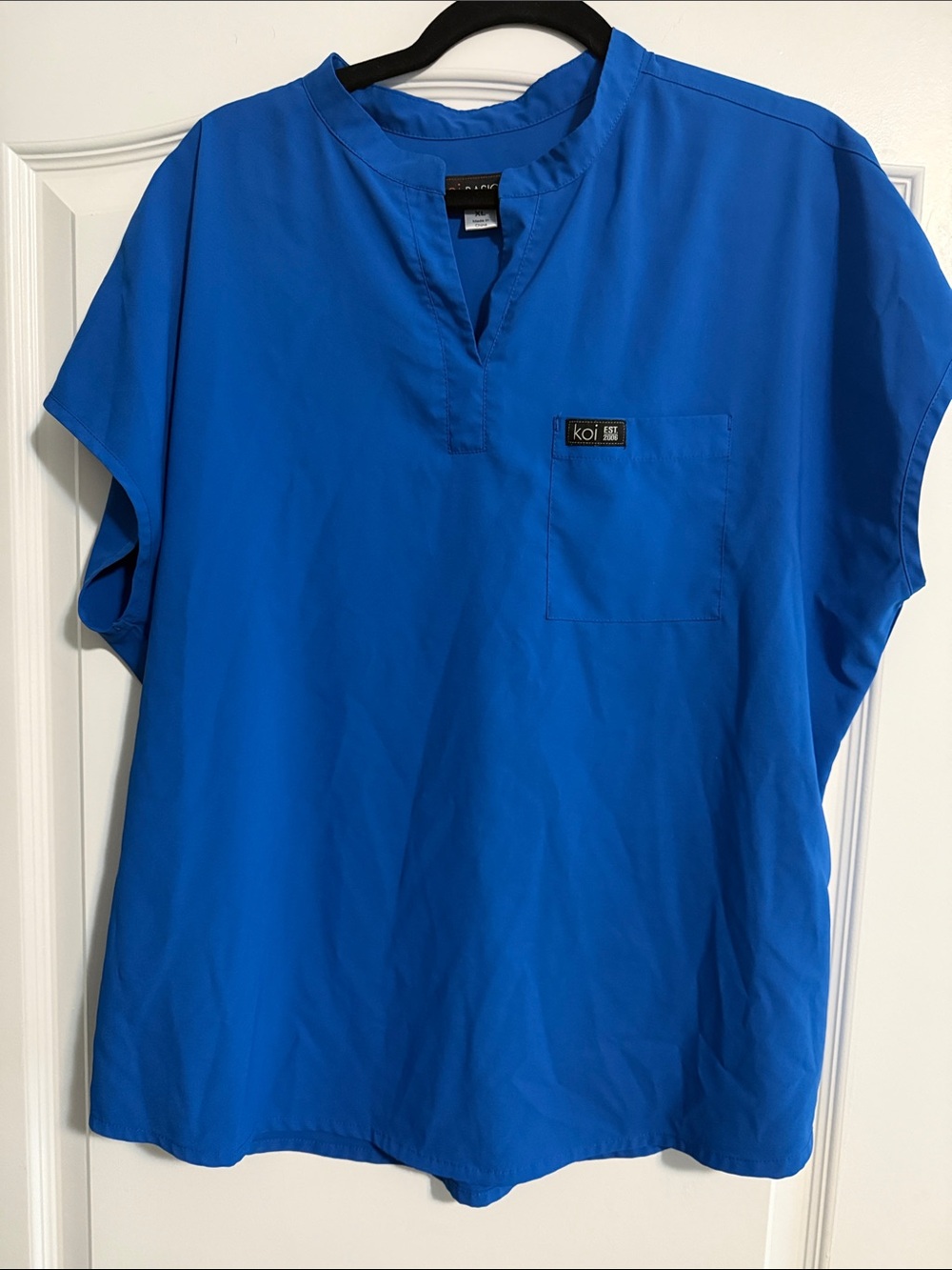 koi Royal Blue woman's Short Sleeve Medical Top